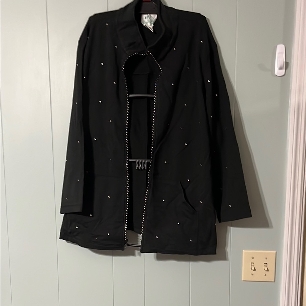 Quacker Factory Black Jacket with rhinestone. Embellishments